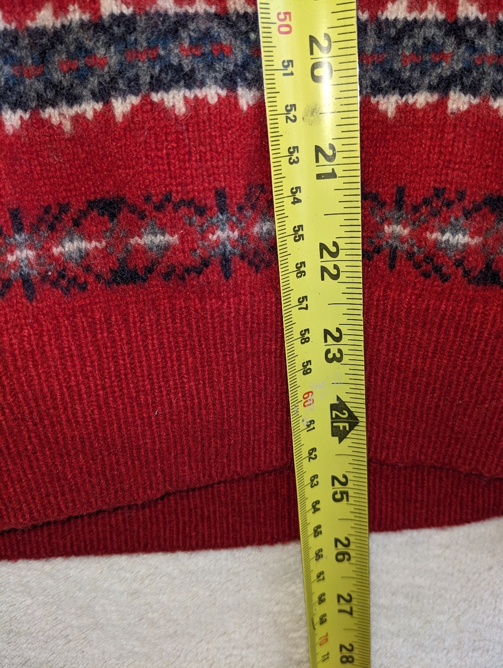 Brooks Brothers Red Patterned V-Neck Sweater Vest Fair Isle Wool Blend Size L - Picture 7 of 7